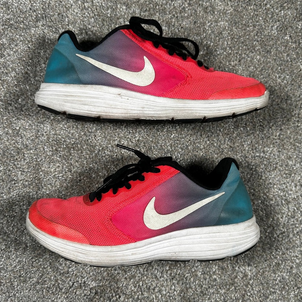Nike Revolution 3 Kids Running Shoes Sunset Gradient Crimson Teal 819416-404 5Y